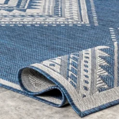 Kirkland's Home Outdoor Rugs-Landy Blue Aztec Outdoor Rug, 8X10