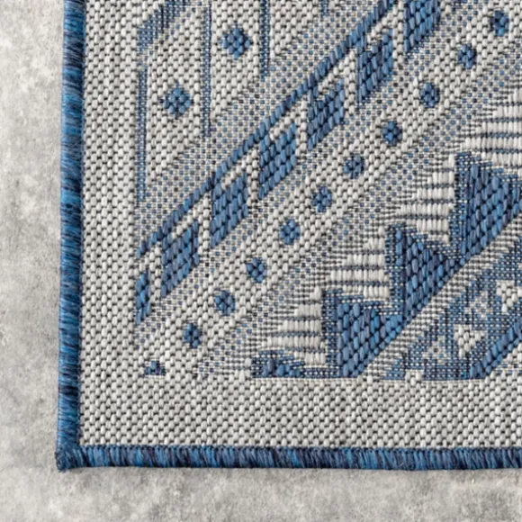 Kirkland's Home Outdoor Rugs-Landy Blue Aztec Outdoor Rug, 8X10