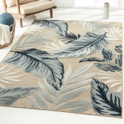 Kirkland's Home Outdoor Rugs-Large Print Tropical Leaf Outdoor Area Rug, 5X7