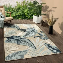 Kirkland's Home Outdoor Rugs-Large Print Tropical Leaf Outdoor Area Rug, 5X7