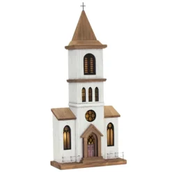 Kirkland's Home Statues & Figurines-Large Wooden Church Tabletop Statue