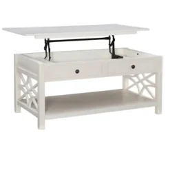 Kirkland's Home Coffee Tables-Lattice Raised Top Storage Coffee Table