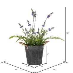 Kirkland's Home Arrangements & Greenery-Lavender And Fern Arrangement In Iron Pot, 18 In.