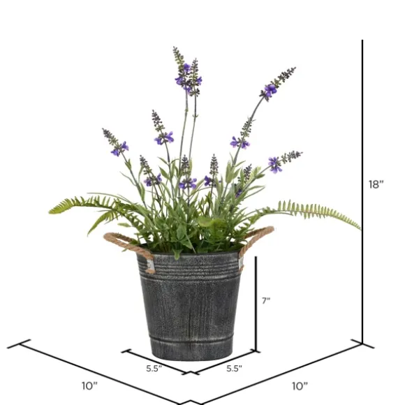 Kirkland's Home Arrangements & Greenery-Lavender And Fern Arrangement In Iron Pot, 18 In.
