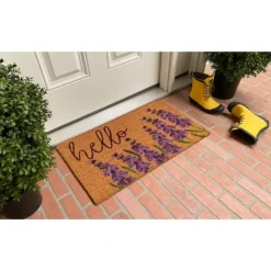 Kirkland's Home Doormats-Lavender Hello Doormat