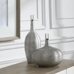 Kirkland's Home Vases-Leaf Ribbed Gatsby Bottle Vases, Set Of 2