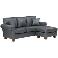 Kirkland's Home Sofas & Loveseats-Leather Rolled Arm Sectional