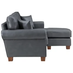 Kirkland's Home Sofas & Loveseats-Leather Rolled Arm Sectional