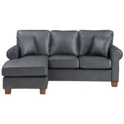 Kirkland's Home Sofas & Loveseats-Leather Rolled Arm Sectional