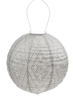 Kirkland's Home Outdoor Lighting-Led Round Light Taupe Outdoor Hanging Lantern