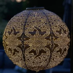 Kirkland's Home Outdoor Lighting-Led Round Taupe Outdoor Hanging Lantern