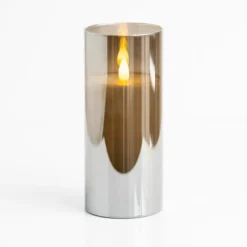 Kirkland's Home Flameless Candles-Led Soft Flame Glass Pillar Candle, 3X7 In.