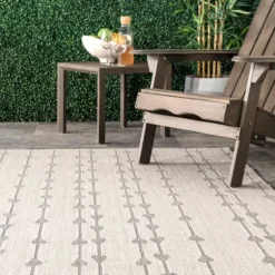 Kirkland's Home Outdoor Rugs-Lela Gray Raindrop Cascade Outdoor Rug, 5X8