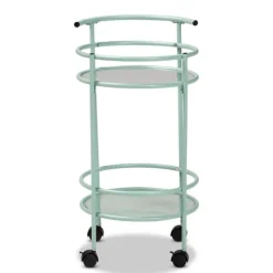 Kirkland's Home Kitchen Islands & Bar Carts-Light Blue Round Metal Bar Cart