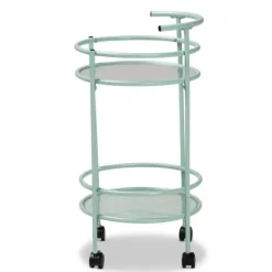 Kirkland's Home Kitchen Islands & Bar Carts-Light Blue Round Metal Bar Cart