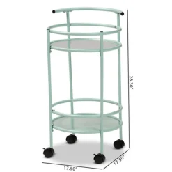 Kirkland's Home Kitchen Islands & Bar Carts-Light Blue Round Metal Bar Cart