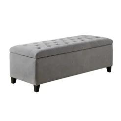 Kirkland's Home Benches & Ottomans-Light Button Tufted Storage Bench