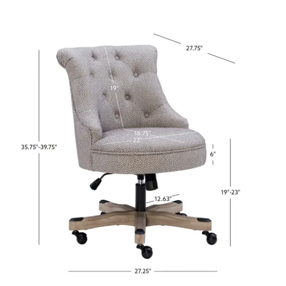 Kirkland's Home Office Furniture-Light Miller Tufted Office Chair