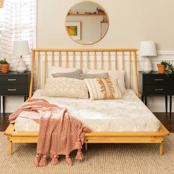 Kirkland's Home Beds & Headboards-Light Oak Modern Spindle Wooden Queen Bed