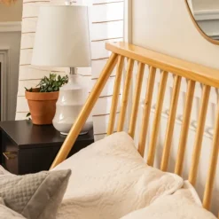 Kirkland's Home Beds & Headboards-Light Oak Modern Spindle Wooden Queen Bed