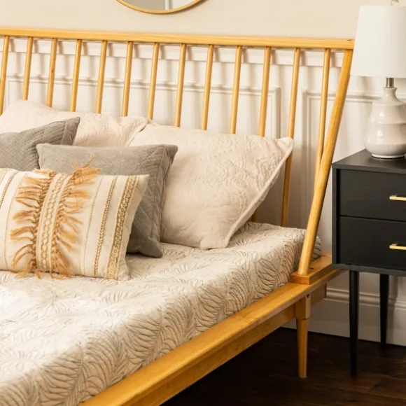 Kirkland's Home Beds & Headboards-Light Oak Modern Spindle Wooden Queen Bed