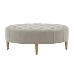 Kirkland's Home Benches & Ottomans-Light Tufted Button Martha Stewart Ottoman