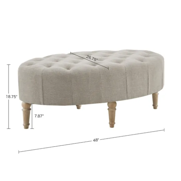 Kirkland's Home Benches & Ottomans-Light Tufted Button Martha Stewart Ottoman