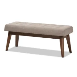 Kirkland's Home Benches & Ottomans-Light Tufted Walnut Wood Bench