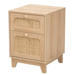 Kirkland's Home Nightstands-Light Wood And Cane Accent Nightstand