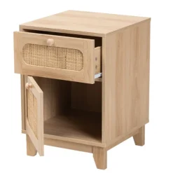 Kirkland's Home Nightstands-Light Wood And Cane Accent Nightstand