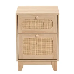 Kirkland's Home Nightstands-Light Wood And Cane Accent Nightstand