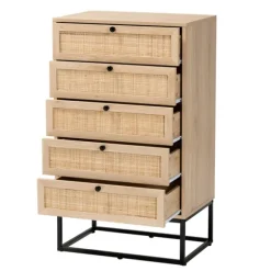 Kirkland's Home Dressers & Chests-Light Wood And Rat 5-Drawer Chest