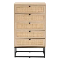 Kirkland's Home Dressers & Chests-Light Wood And Rat 5-Drawer Chest