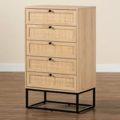 Kirkland's Home Dressers & Chests-Light Wood And Rat 5-Drawer Chest