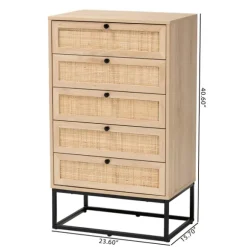 Kirkland's Home Dressers & Chests-Light Wood And Rat 5-Drawer Chest