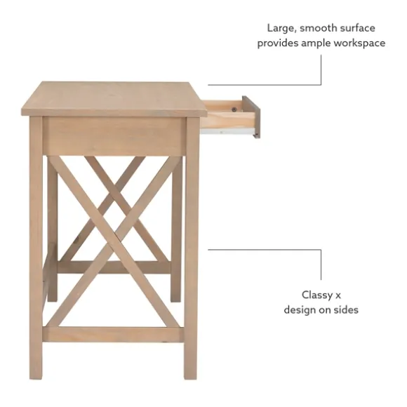 Kirkland's Home Office Furniture-Light Wood X-Sides Desk