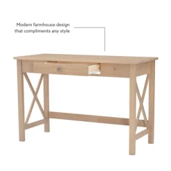 Kirkland's Home Office Furniture-Light Wood X-Sides Desk