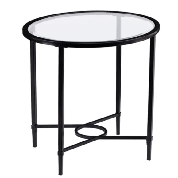 Kirkland's Home Accent & End Tables-Lila Glass And Metal Oval Accent Table