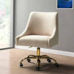 Kirkland's Home Office Furniture-Lili Cream Golden Office Chair