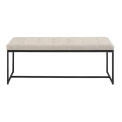 Kirkland's Home Benches & Ottomans-Linen Tufted Bench With Metal Base