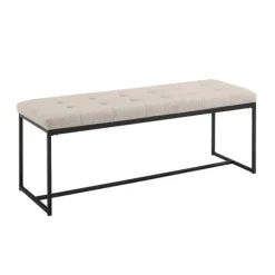 Kirkland's Home Benches & Ottomans-Linen Tufted Bench With Metal Base
