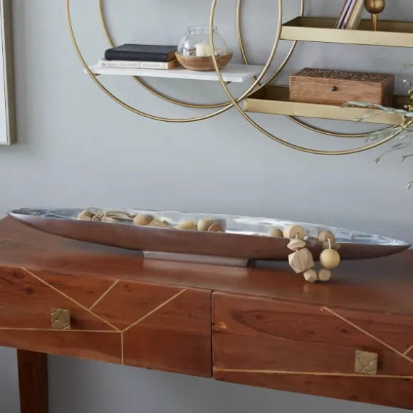 Kirkland's Home Decorative Trays-Long Metallic Tray