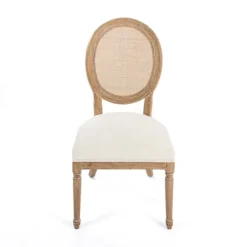 Kirkland's Home Dining Chairs-Louis Cane & Cream Upholstered Dining Chair