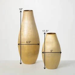 Kirkland's Home Vases-Lustrous Brushed Metal Vases, Set Of 2
