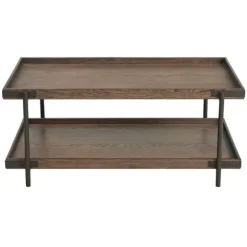 Kirkland's Home Coffee Tables-Mahogany Oak Wood Tray Top Coffee Table