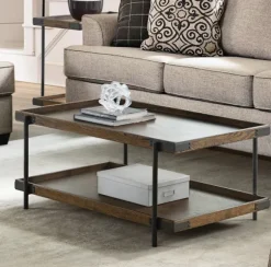 Kirkland's Home Coffee Tables-Mahogany Oak Wood Tray Top Coffee Table