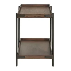 Kirkland's Home Accent & End Tables-Mahogany Tray Top And Shelf Wood Accent Table