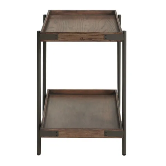 Kirkland's Home Accent & End Tables-Mahogany Tray Top And Shelf Wood Accent Table