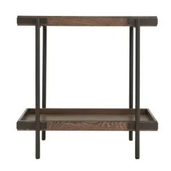 Kirkland's Home Accent & End Tables-Mahogany Tray Top And Shelf Wood Accent Table