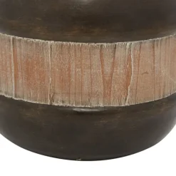 Kirkland's Home Decorative Bowls & Jars-Mahogany Wood And Metal Jar With Lid, 11 In.